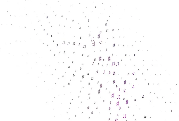 Světle Fialová Růžový Vektorový Vzor Hudebními Prvky Abstraktní Ilustrace Barevnými — Stockový vektor