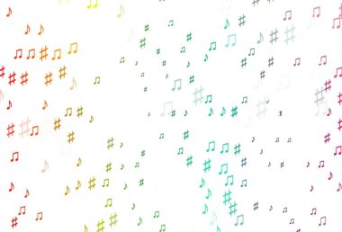 Hafif Çokrenkli, müzik elementli Gökkuşağı vektör deseni. Melodi tuşları olan modern soyut çizimler. Duvar kağıtları için modern tasarım.
