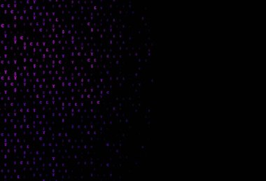 Koyu pembe, mavi vektör şablonu EUR, JPY, GBP. Beyaz arka planda tüm para birimlerinin renkli sembolleri. Ekonomi ve zenginlik reklamınız için akıllıca bir tasarım..