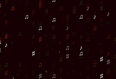 Müzik sembollü soyut vektör arkaplanı. Soyut tarzda dekoratif tasarım ve müzik şekilleri. Fasion dergileri için şablon. 