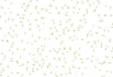 Açık yeşil, müzikal sembollü sarı vektör şablonu. Soyut tarzda dekoratif tasarım ve müzik şekilleri. Festival broşürleri için desen.