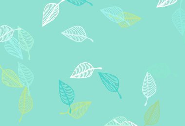 Açık yeşil, sarı vektör karalama arkaplanı. Doğal yaprağı olan zarif, parlak bir illüstrasyon. Web, broşür ve tekstil için el yapımı tasarım..