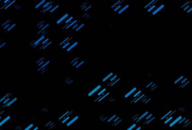 Renkli çizgileri olan koyu mavi vektör dokusu. Soyut şablondaki çizgilerle dekoratif parlak çizimler. TV reklamları için arkaplan.