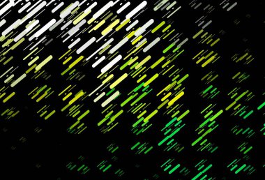 Koyu yeşil, sarı vektör arkaplan ve uzun çizgiler. Dar çizgileri olan parlak renkli çizimler. İş ilanınız için akıllı tasarım.