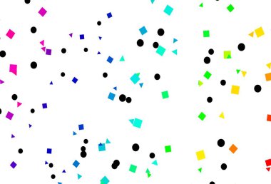 Aydınlık Çokrenkli, gökkuşağı vektör dokusu dairesel ve küp şeklinde. Çemberler, üçgenler ve küplerle soyut gradyan çizimi. Web siteleri için şablon kullanılabilir.