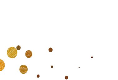 Açık sarı, benekli turuncu vektör kaplama. Soyut arka planda bulanık kabarcıklar ve renkli gradyan. Suyun deseni, yağmur damlaları.