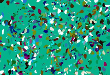 Açık renkli, gökkuşağı vektör desenli kaotik şekilli. Soyut gradyan şekilli basit renkli çizimler. Duvar kağıtları için zarif tasarım.