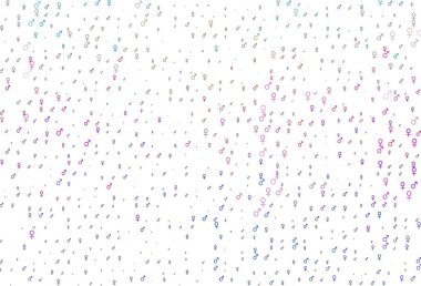 Açık renkli, cinsiyet işaretli gökkuşağı vektör arkaplanı. Renkli gradyan tarzında cinsiyet işaretli akıllı bir illüstrasyon. Randevu siteleri için temel tasarım.