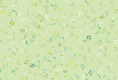 Müzik elementleriyle açık renkli vektör deseni. Soyut arkaplanda rengarenk müzik tuşları. Fasion dergileri için şablon.