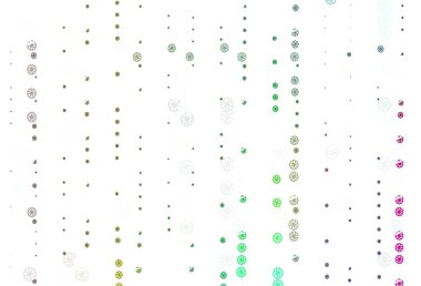 Açık renk, Gökkuşağı vektör arkaplanı ve kostüm kar taneleri. Buz kristalleri ile soyut resimleme. Şablon yeni yıl arkaplanı olarak kullanılabilir.