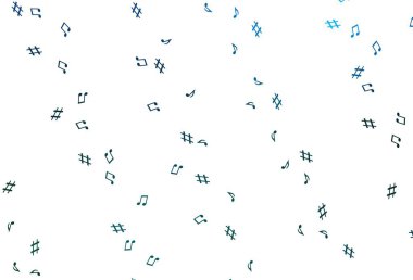 Açık mavi, müzikal notalı yeşil vektör dokusu. Renkli melodi sembolleri olan soyut çizimler. Duvar kağıtları için modern tasarım.