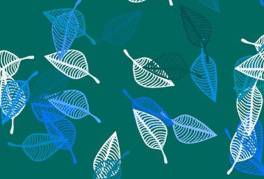 Açık mavi, yeşil vektör el boyalı doku. Doğal yaprağı olan zarif, parlak bir illüstrasyon. Boyama kitapları ve çocuklar için sayfalar.