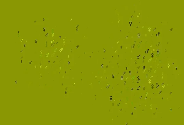 Hellgrüner Gelber Vektorhintergrund Mit Geschlechtssymbolen Intelligente Illustration Farbenfrohen Gradientenstil Mit — Stockvektor