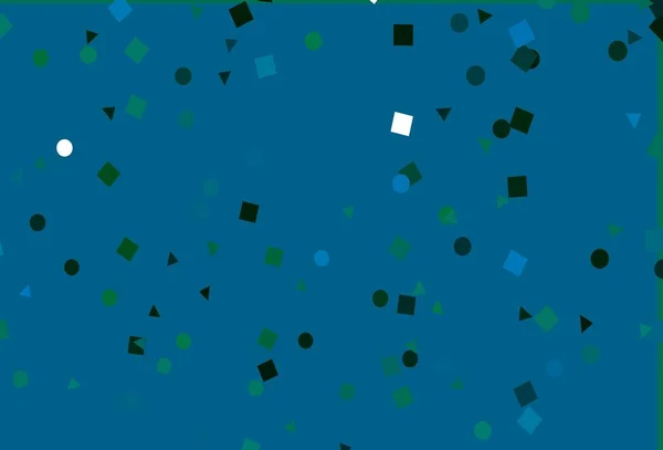 Lichtblauw Groen Vectorsjabloon Met Kristallen Cirkels Vierkanten Illustratie Met Set — Stockvector