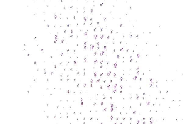 淡い紫 ピンクのベクトルの背景に性別記号 カラフルなグラデーションの性別記号を持つ抽象的なイラスト テレビCmのためのシンプルなデザイン — ストックベクタ