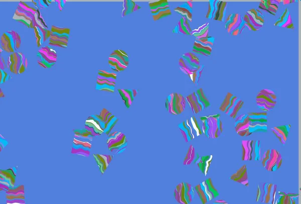 Легкий Різнокольоровий Веселковий Векторний Фон Трикутниками Колами Кубами Кола Лінії — стоковий вектор