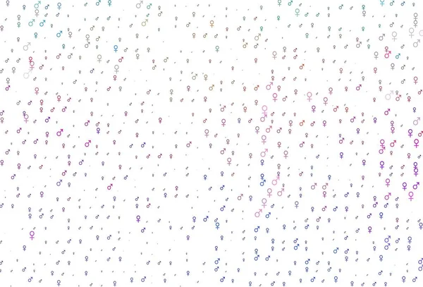 Açık renkli, cinsiyet işaretli gökkuşağı vektör arkaplanı. Renkli gradyan tarzında cinsiyet işaretli akıllı bir illüstrasyon. Randevu siteleri için temel tasarım.