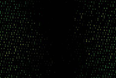 Koyu yeşil, Avro, Yen, Pound ile sarı vektör geçmişi var. EUR, JPY, beyaz şablondaki GBP işaretleri. Kalıp reklam, poster ve ödemeler için pankart olarak kullanılabilir.