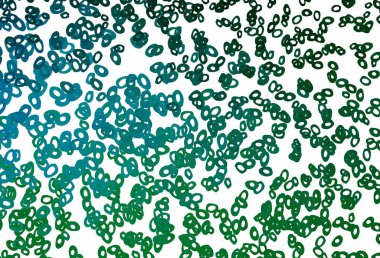 Koyu mavi, daire şekilli yeşil vektör düzeni. Soyut arka planda bulanık kabarcıklar ve renkli gradyan. Reklamlar, broşürler için desen.