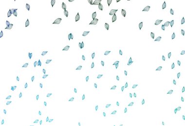 Açık mavi, yeşil vektör el boyaması şablon. Yapraklı modern geometrik soyut çizim. İşiniz için yepyeni bir tasarım..