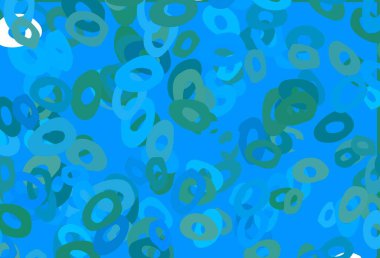 Açık mavi, daireli yeşil vektör şablonu. Doğa tarzında bulanık halkaları olan güzel renkli çizimler. Reklamlar, broşürler için desen.