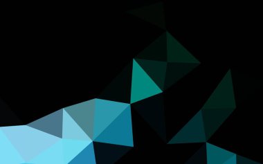 Koyu mavi, yeşil vektör üçgen mozaik örtüsü.