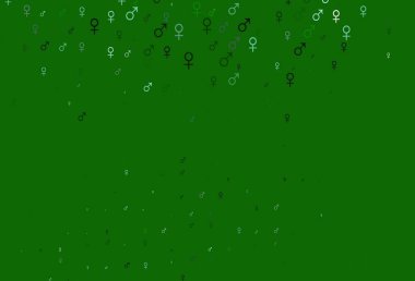 Açık yeşil vektör şablonu, erkek ve kadın sembolleri. Soyut tarzda, cinsiyet şekilleriyle basit bir gradyan tasarımı. TV reklamları için basit tasarım.