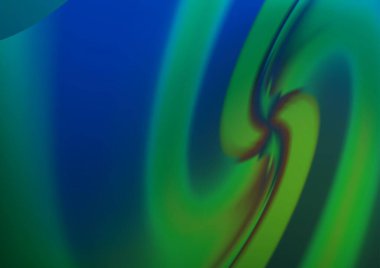 Koyu mavi, eğri kurdeleli yeşil vektör şablonu.