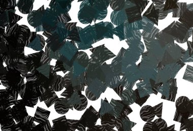 Çizgiler, daireler ve eşkenar dörtgenli koyu siyah vektör arkaplanı. Renkli daireler, üçgenler, kareler çizilmiş bir resim. Reklamınız, posteriniz, afişiniz için en iyi tasarım.