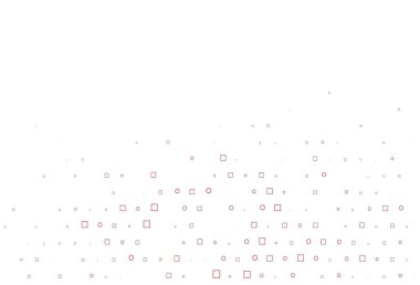 Açık kırmızı vektör çemberlerle kaplı, küplerle. Soyut tarzda dekoratif tasarım, daireler, dikdörtgenler. Posterler, afişler için tasarım.