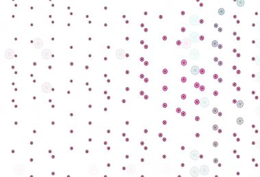 Renkli kar taneleriyle açık pembe vektör dokusu. Buz kristalleri ile soyut resimleme. Bu kalıp yeni yıl broşürleri için kullanılabilir.