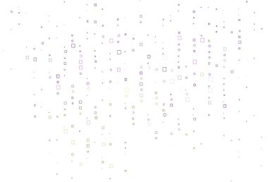 Açık pembe, dikdörtgenli yeşil vektör düzeni, kareler. Dikdörtgenleri ve kareleri olan güzel bir çizim. Reklamlar için desen.