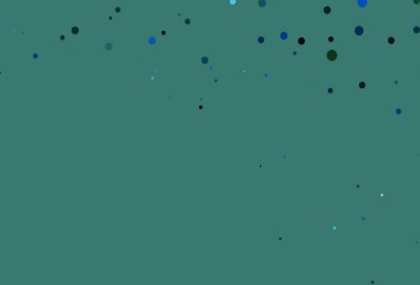 Açık mavi, benekli sarı vektör kapağı. Renkli su damlaları olan modern soyut çizimler. Marka kitabınız için şablon.