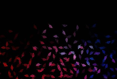 Koyu mavi, kırmızı vektör çizim kalıbı. Origami tarzındaki yaprakların gradyanlı karalama çizimi. İşiniz için yepyeni bir tasarım..