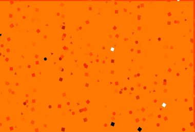 Açık Turuncu vektör şablonu kristaller, daireler, kareler. Küreler, kareler ve çizgilerle soyut çizimler. Reklamlar için desen.