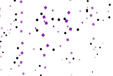 Kristalleri, daireleri ve kareleri olan açık mor bir vektör şablonu. Renkli daireler, üçgenler, dikdörtgenler. İniş sayfası için modern şablon.