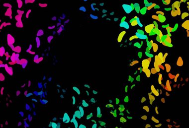 Karanlık Çokrenkli, soyut şekilli Gökkuşağı vektör arkaplanı. Rastgele şekillerle soyut tarzda dekoratif tasarım. Duvar kağıtları için zarif tasarım.