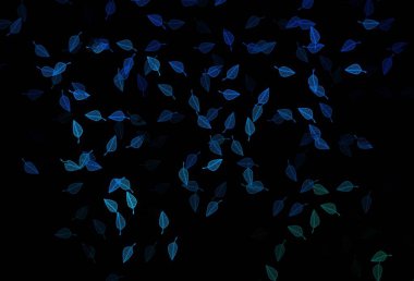 Koyu mavi, yeşil vektör el boyaması şablon. Rengarenk yapraklı doğal bir desen. Boyama kitapları ve çocuklar için sayfalar.