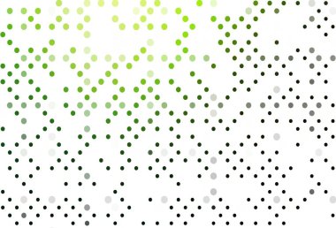 Noktalı açık yeşil vektör arkaplanı. Parlak renkli soyut çemberlerin olduğu bir resim. Posterler, afişler için tasarım.
