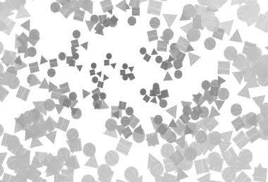 Light Silver, daireleri, çizgileri, dikdörtgenleri olan gri vektör düzeni. Küreler, kareler ve çizgilerle soyut çizimler. İniş sayfası için modern şablon.