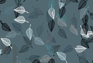 Açık mavi vektör karalama düzeni. Yapraklarla modern tarzda yepyeni renkli bir tasvir. Web, broşür ve tekstil için el yapımı tasarım..