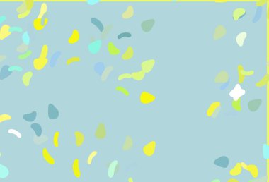 Açık yeşil, kaotik şekilli sarı vektör deseni. Rastgele şekillerle soyut tarzda dekoratif tasarım. Bir cep telefonu için arka plan.