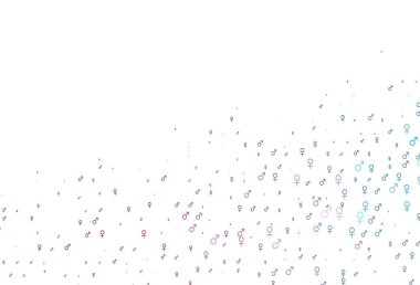 Açık mavi, kırmızı vektör arkaplanı ve cinsiyet işaretleri. Renkli gradyan tarzında cinsiyet işaretli akıllı bir illüstrasyon. Uniseks duvar kağıtları için modern tasarım.