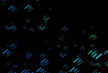 Koyu mavi, düz çizgileri olan yeşil vektör arkaplan. Renkli çubuklarla gösterişli soyut çizimler. Reklamınız, posteriniz, afişiniz için en iyi tasarım.