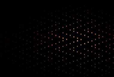 Poker sembollü koyu turuncu vektör şablonu. Kalplerin, maça, sinek ve elmasların bulanık dekoratif tasarımı. Kitapçıklar, kumarhanelerin broşürleri..
