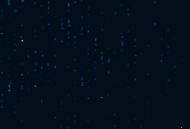 Matematik elemanları ile hafif BLUE vektör arkaplanı. Ayrı tabelaları olan parlak renkli çizimler. Okul ve dil bilgisi siteleri için desen.