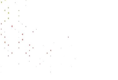 Açık yeşil, finansal sembollü kırmızı vektör dokusu. Renkli dijital sembollü soyut illüstrasyon. Kalıp, reklam, broşür ve banka broşürleri için kullanılabilir.