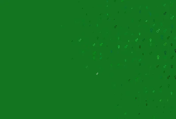 ライトブルー 緑のベクトルの背景に性別記号 ジェンダーサイン付きカラフルなグラデーションスタイルのスマートイラスト テレビCmのためのシンプルなデザイン — ストックベクタ