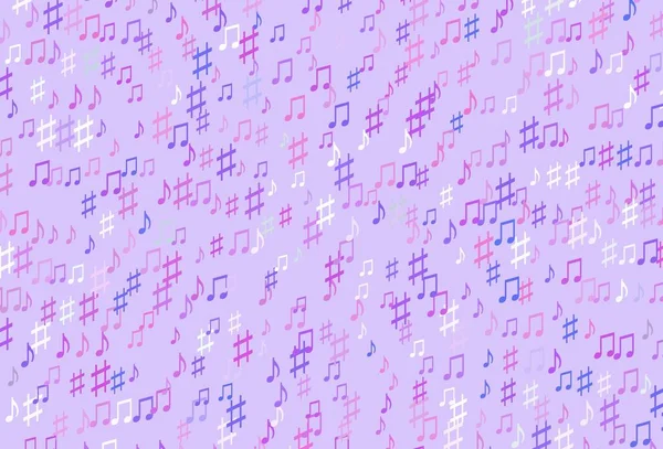 Світло Рожевий Синій Векторний Візерунок Елементами Музики Ізольовані Барвисті Музичні — стоковий вектор