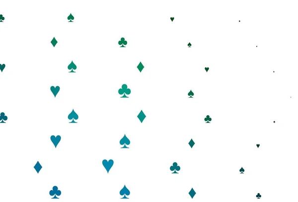 Hellblaue Grüne Vektortextur Mit Spielkarten Farbenfroher Verlauf Mit Zeichen Von — Stockvektor